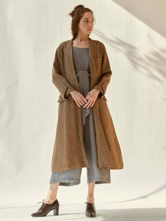  이키비 트렌치 코트 트렌치 미 낫 코트 브라운 - IKKIVI