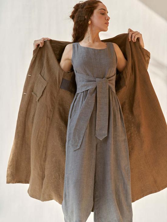  이키비 트렌치 코트 트렌치 미 낫 코트 브라운 - IKKIVI