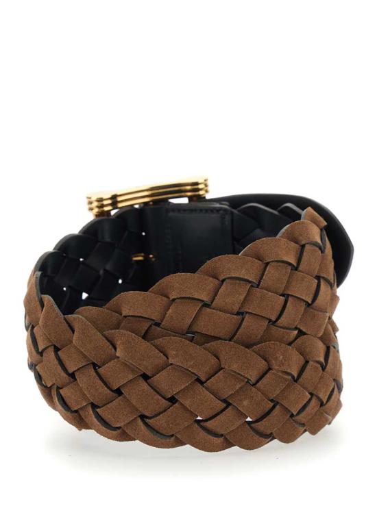  에트로 레귤러 벨트 인트레치아토 스웨이드 앞 버클 잠금  브라운 - ETRO