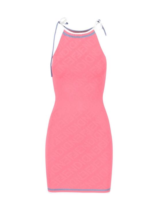  펜디 숏 원피스 미러 모티브 비스코스 미니 드레스 로사 - FENDI