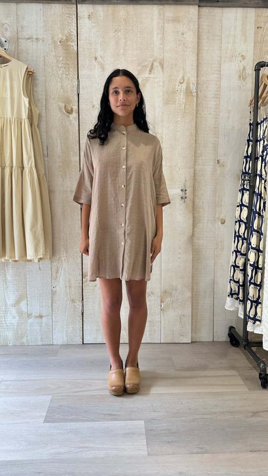  Conrado 숏 원피스 콘라도 레이스 카키 체크 튜닉 셔츠드레스