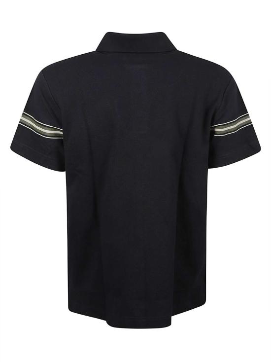  버버리 폴로 티셔츠 스트라이프 코튼 폴로 셔츠 블루 - BURBERRY