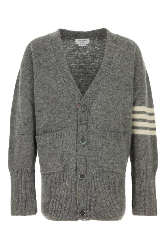  톰브라운 스웨터 톰 브라운 저지 스티치 엑저레이티드 핏 브이넥  미디엄 그레이