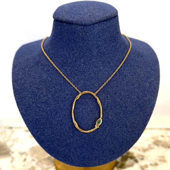  루이즈 헨드릭스 목걸이/팬던트 루이스 헨드릭스 빌리 목걸이, 금도금 황동 & 에메랄드