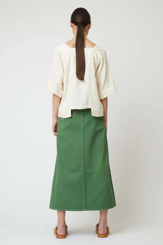  아뜰리에 델핀 블라우스 아틀리에 델핀 크링클드 코튼 블록 탑 키나리 - ATELIER DELPHINE