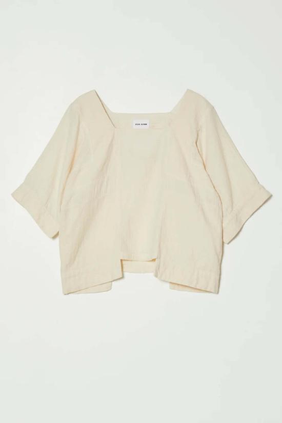  아뜰리에 델핀 블라우스 아틀리에 델핀 크링클드 코튼 블록 탑 키나리 - ATELIER DELPHINE