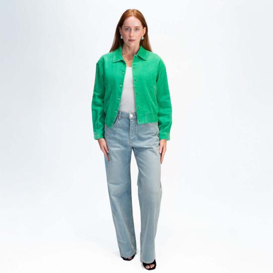  알리지 봄버 자켓 알리시 벨벳 코듀로이 봄버 재킷 그린