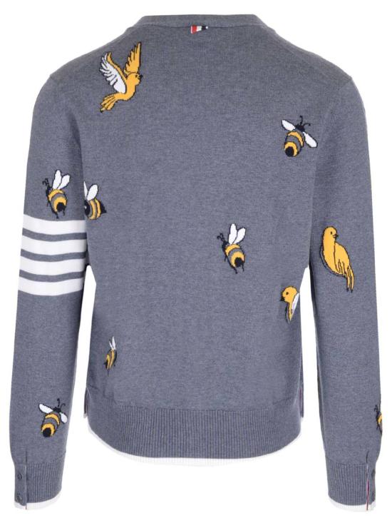  톰브라운 가디건 톰 브라운 버드 앤 비즈 그레이 카디건 - THOM BROWNE