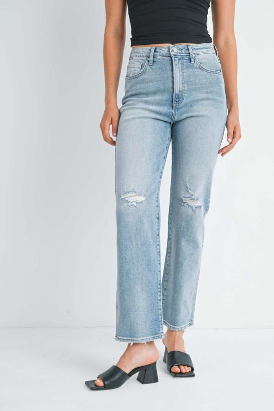  저스트 블랙 데님 데님 팬츠 디스트레스드 대디 진 워싱 블랙/미디엄 데님/라이트 데님