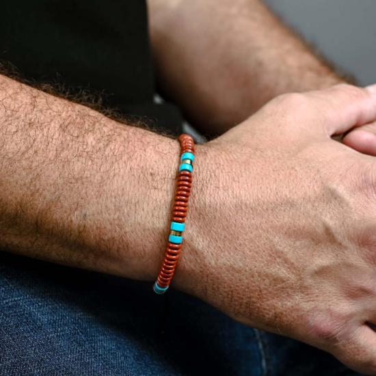  스타피쉬 프로젝트 팔찌 노마딕 터쿼이즈 & 레드 재스퍼 로프 비즈 - STARFISH PROJECT