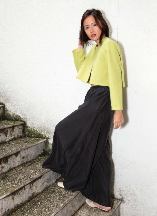  카렘 가디건 Kaarem Scales Ls 슬리브 크롭 카디건 아보카도 참깨 - KAAREM