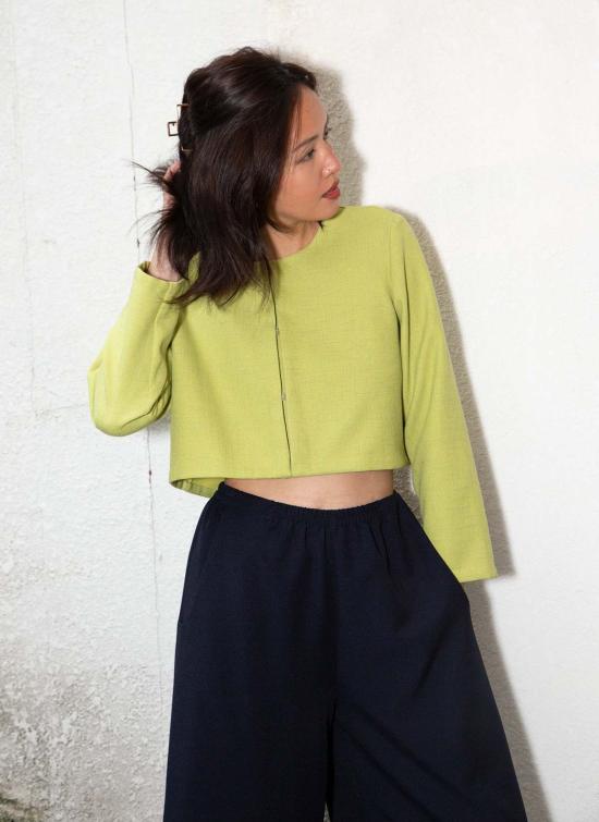  KAAREM 가디건 Kaarem Scales Ls 슬리브 크롭 카디건 아보카도 참깨 - OTHER BRANDS