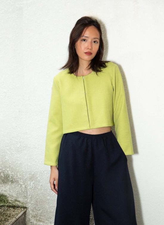  KAAREM 가디건 Kaarem Scales Ls 슬리브 크롭 카디건 아보카도 참깨 - OTHER BRANDS