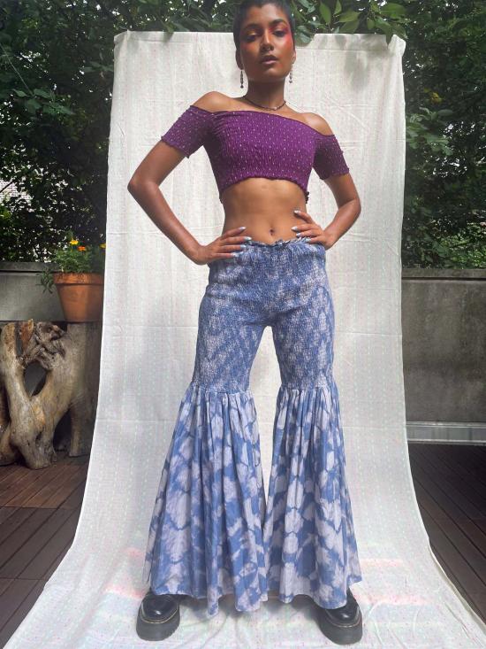  아바카시 민소매 티셔츠 스모크 오프숄더 탑 - ABACAXI