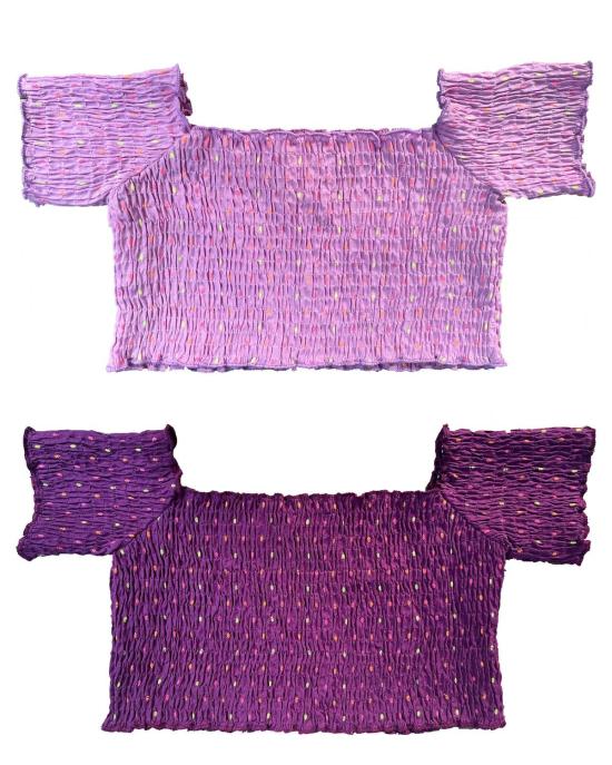  아바카시 민소매 티셔츠 스모크 오프숄더 탑 - ABACAXI