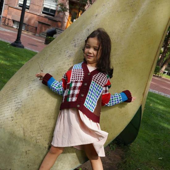  [키즈] gigiknitwear.com 풀오버 Gi Gi 니트웨어 패치워크 가디건 미니