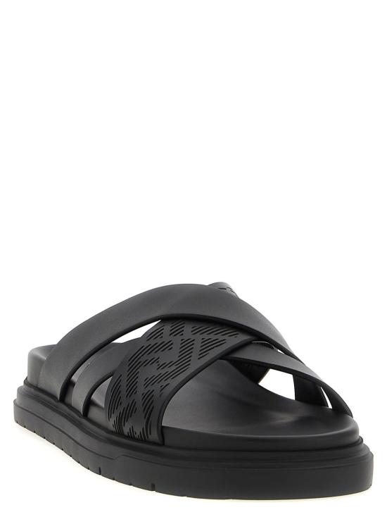  펜디 뮬/슬리퍼 크로스 밴드 슬라이드 네로+네로 - FENDI