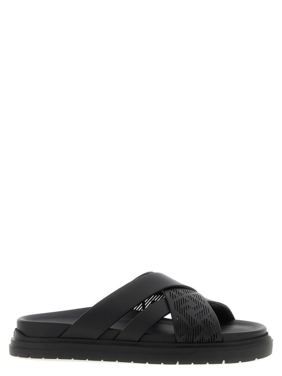  펜디 뮬/슬리퍼 크로스 밴드 슬라이드 네로+네로