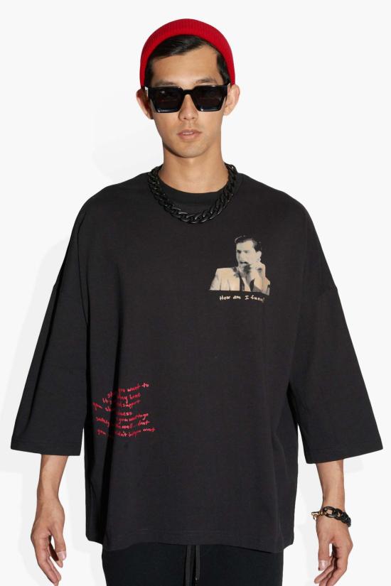  더 셀렉트 반팔 티셔츠 셀렉트 스크림 휴지 티 블랙