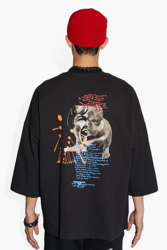  더 셀렉트 반팔 티셔츠 셀렉트 스크림 휴지 티 블랙 - THE CELECT