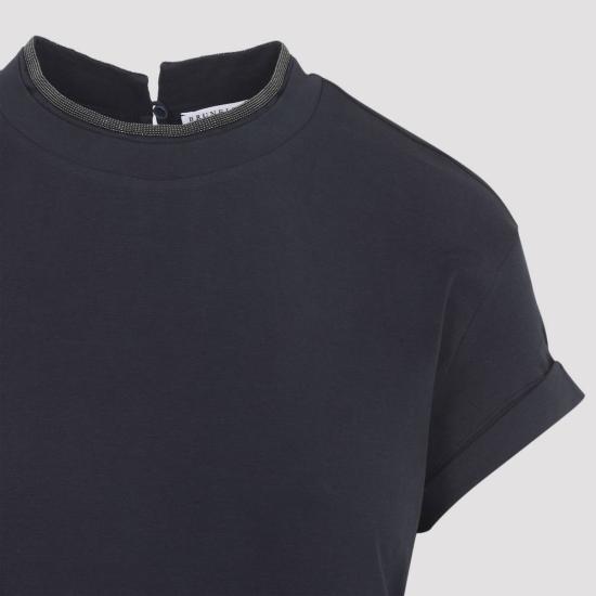  브루넬로 쿠치넬리 반팔 티셔츠 Brunello Cucinelli 티셔츠 다크 블루 - BRUNELLO CUCINELLI