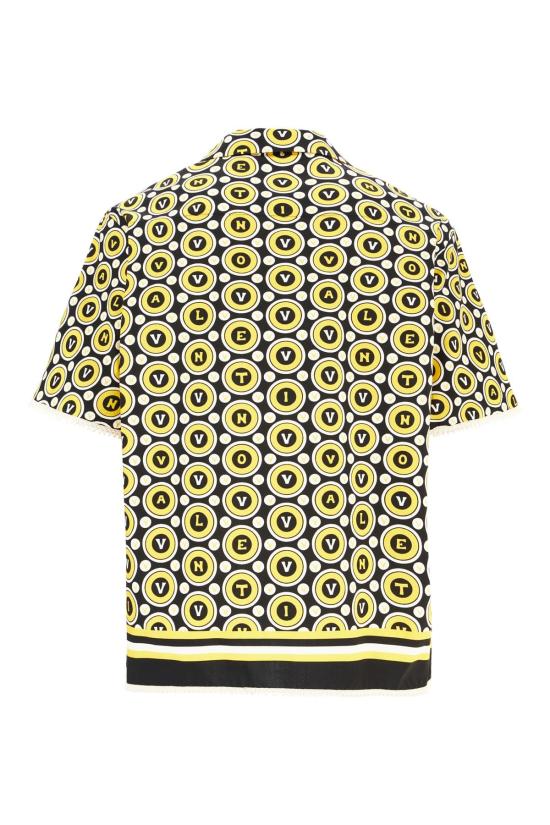  발렌티노 가라바니 반팔 셔츠 Valentino Garavani 프린트 포플린 셔츠 Nero Giallo Avorio - VALENTINO GARAVANI