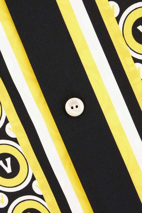  발렌티노 가라바니 반팔 셔츠 Valentino Garavani 프린트 포플린 셔츠 Nero Giallo Avorio - VALENTINO GARAVANI