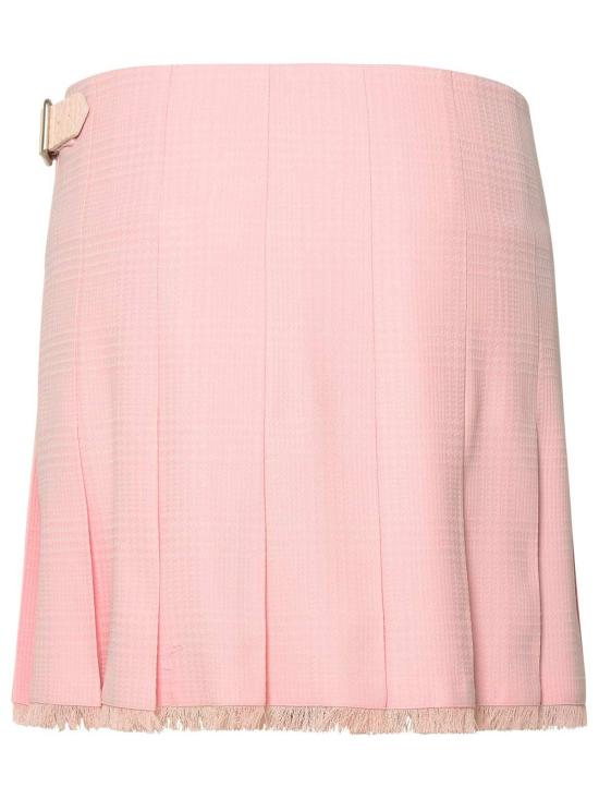  버버리 숏 스커트 버진 울 미니스커트 핑크 - BURBERRY