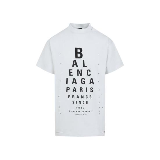  발렌시아가 반팔 티셔츠 옵티컬 오버사이즈 티셔츠 더티 화이트