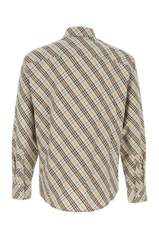  버버리 긴팔 셔츠 자수 포플린  허스킵체크 - BURBERRY