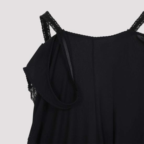  발렌시아가 롱 원피스 패치 슬립 드레스 블랙 - BALENCIAGA