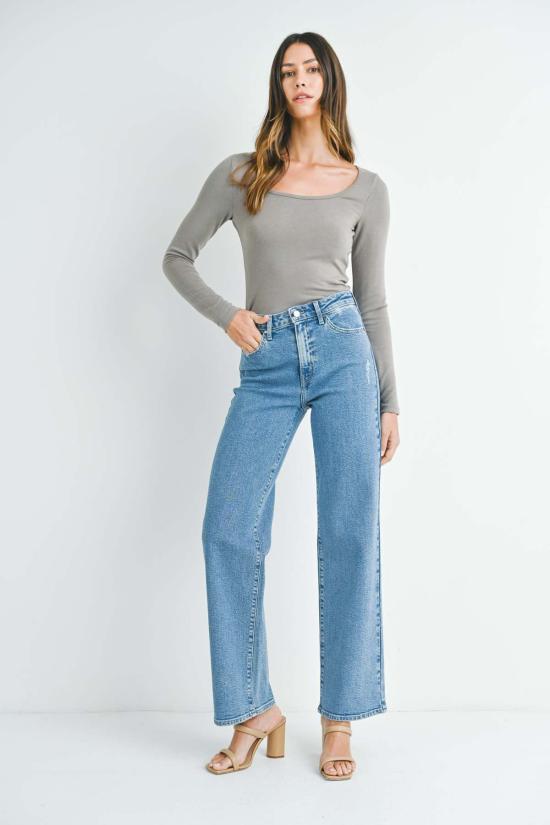  Just Black Denim 스트레이트 팬츠 저스트 블랙 데님, 완벽한 와이드 레그 미디엄 데님 - OTHER BRANDS