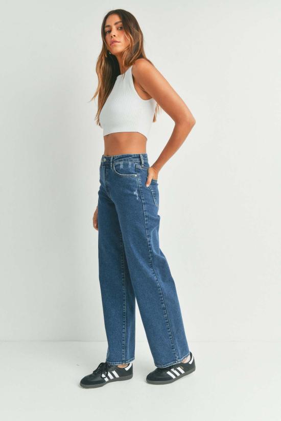  Just Black Denim 스트레이트 팬츠 저스트 블랙 데님, 완벽한 와이드 레그 미디엄 데님 - OTHER BRANDS