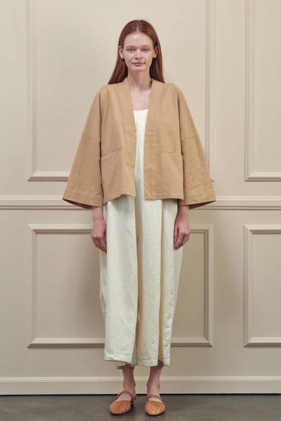  아멘테 자켓 A Mente 오픈 프론트 재킷 카키 - AMENTE