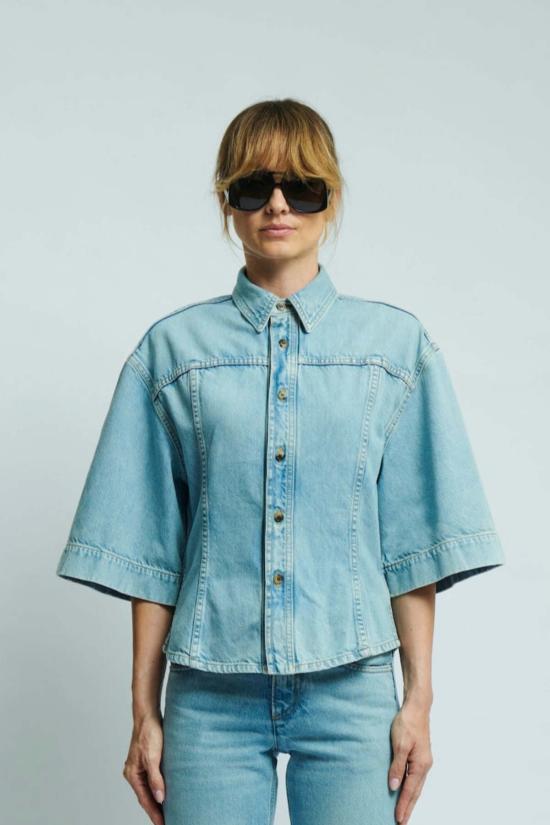  하이쿠레 데님 셔츠 릴라스  파라다이스 워시