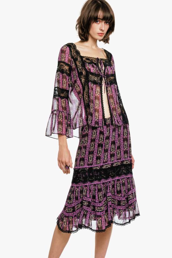  안나 수이 블라우스 카메오 스트라이프 프린트 타이 - ANNA SUI