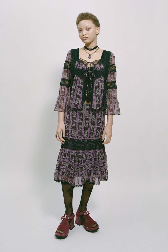  안나 수이 블라우스 카메오 스트라이프 프린트 타이 - ANNA SUI