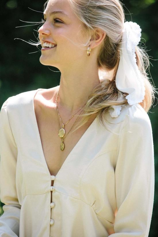  메릿 찰스 머플러/스카프 실크 페이스 반다나 페넬로페 반다나 아이보리 - MERRITT CHARLES