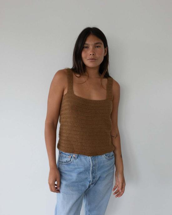  어니스트 코튼 민소매 티셔츠 탈리아 탱크 - HONEST COTTON