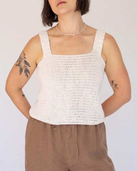  어니스트 코튼 민소매 티셔츠 탈리아 탱크 - HONEST COTTON