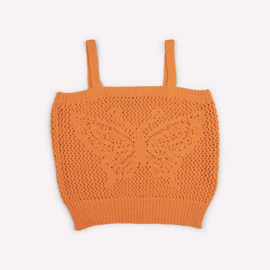  지지 니트웨어 민소매 티셔츠 버터플라이 코튼 니트 탱크탑 - GIGI KNITWEAR