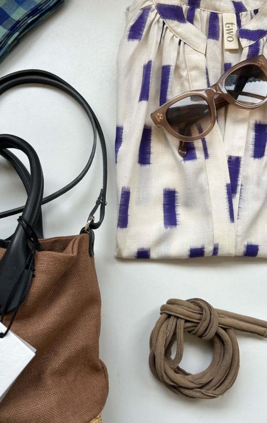  Two 튜닉 흰색/보라색 이캇 무늬  두 벌 - OTHER BRANDS