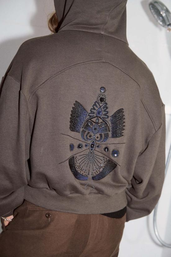  Weedless 자켓 잡초 없는 가날타카 자수 후드 지퍼 파카 - OTHER BRANDS