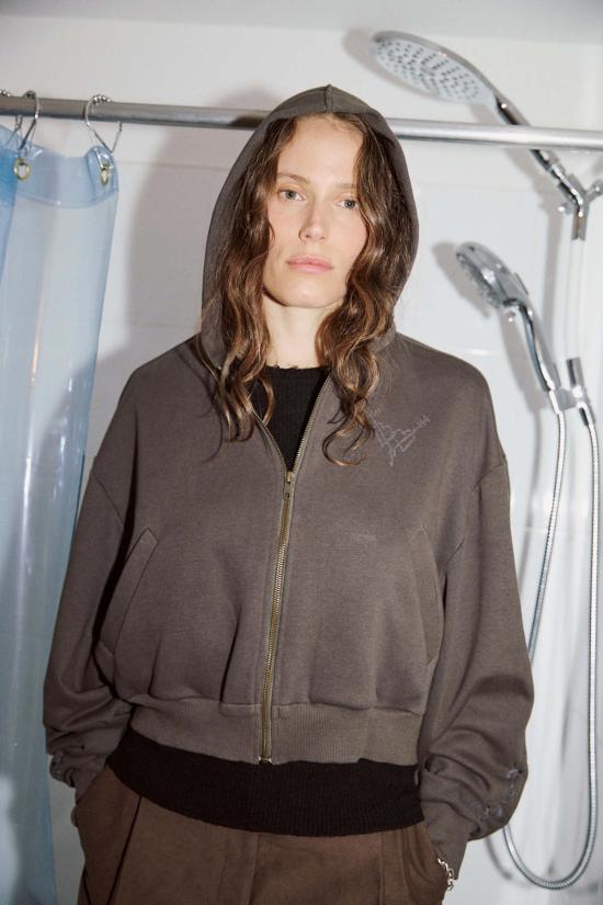  Weedless 자켓 잡초 없는 가날타카 자수 후드 지퍼 파카 - OTHER BRANDS