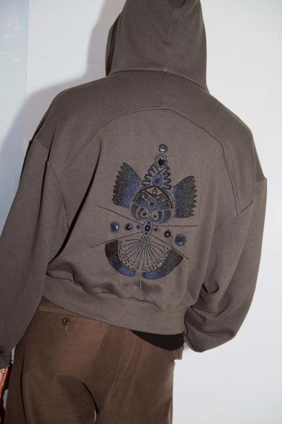  Weedless 자켓 잡초 없는 가날타카 자수 후드 지퍼 파카 - OTHER BRANDS