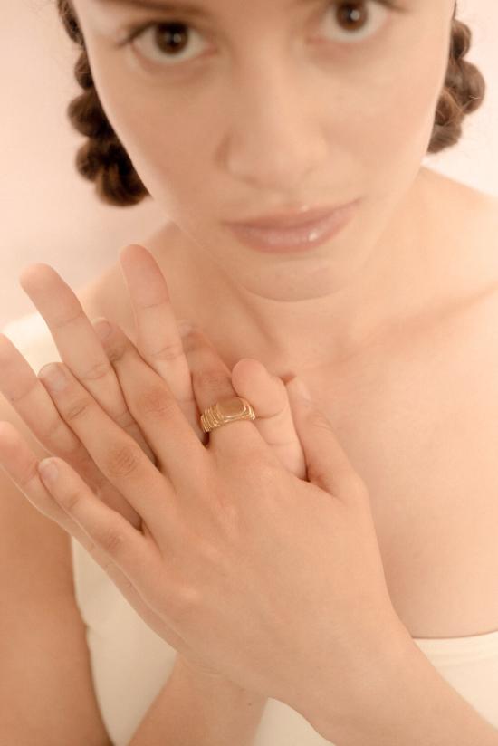  에이드 반지 겔레(Eyde Gelleh) 로스트 왁스 주조 , 재활용 금속 옵션 (황동/은/14k 금) - EYDE