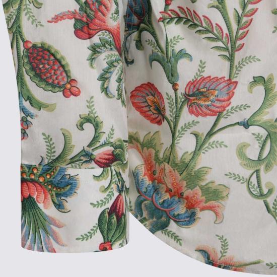  에트로 긴팔 셔츠 화이트 앤 그린 코튼 셔츠 - ETRO