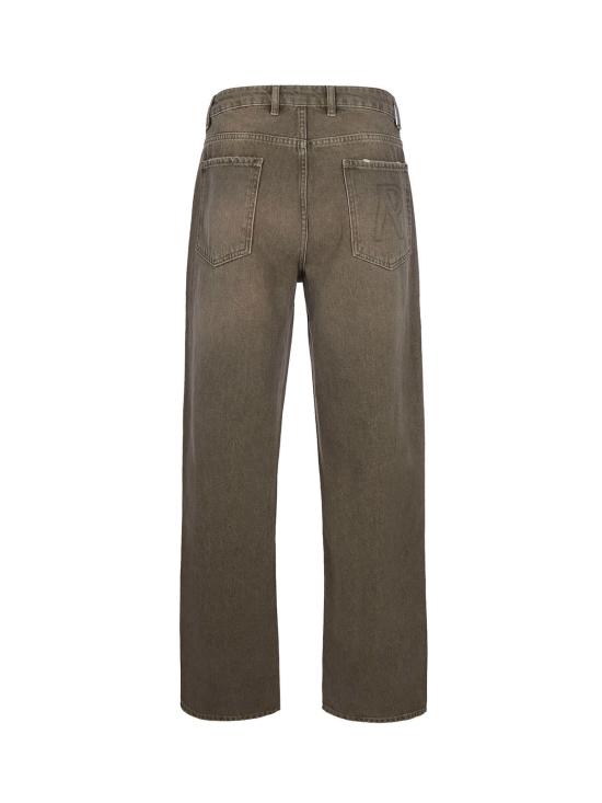  리프레젠트 데님 팬츠 리워싱 효과가 있는 워싱 올리브 진을 표현하세요 - REPRESENT