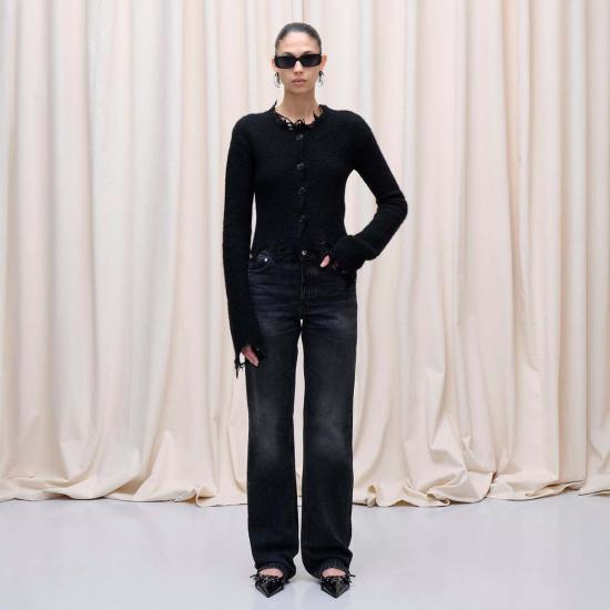  하이쿠레 가디건 질 카디건 블랙