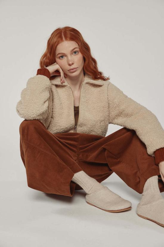  amente 봄버 자켓 아멘테 울 블렌드 골지 숏 봄버 재킷 오트밀 색상 - OTHER BRANDS